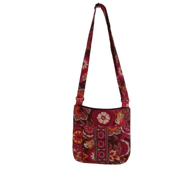 Vera Bradley Women's Hipster Crossbody Purse Carnaby Floral Cranberry
